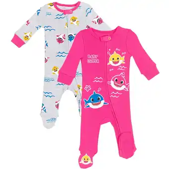 Walmart Pinkfong Baby Shark 2 Pack Zip Up Sleep N' Play Coveralls Newborn to Infant offer