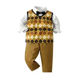 Walmart QHFBli Boys 9Pcs Clothing Sets Cotton Long Sleeve Bowtie Shirts +Vest +Pants Casual Suit offer