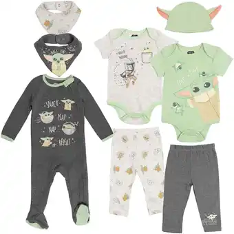 Walmart Star Wars The Child Bodysuits Sleep N' Play Pants Hat and Bibs 8 Piece Outfit Set Newborn to Infant offer
