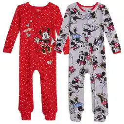 Walmart Disney Minnie Mouse Sleep N' Play Baby Girl Coveralls, Gray, Red, 12 Months, 2-Piece offer
