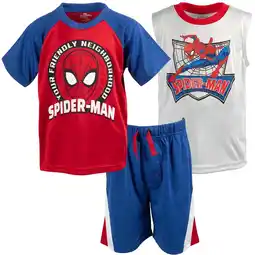 Walmart Marvel Boy's Spiderman Print T Shirt Shorts Outfit Set, 3 Piece offer