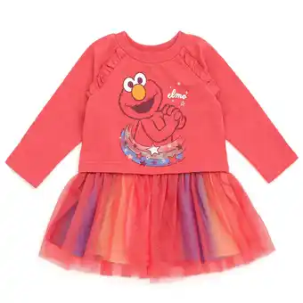 Walmart Sesame Street Elmo Infant Baby Girls French Terry Dress Red 12 Months offer