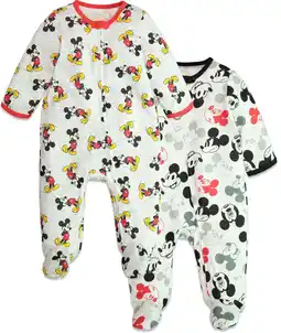 Walmart Disney Mickey Mouse 2 Pack Zip Up Sleep N' Play Coveralls Newborn to Infant offer