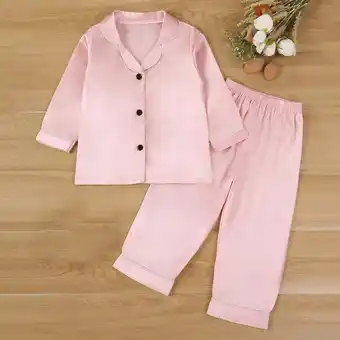 Walmart Toddler Baby Kids Winter Boys Girls Solid Color Long Sleeved Home Wear Clothes Suit Pink 7 Years offer