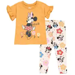 Walmart Disney Minnie Mouse Toddler Girls T-Shirt and Leggings Outfit Set Brown / White 4T offer
