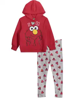 Walmart Sesame Street Elmo Infant Baby Girls Fleece Hoodie and Leggings Outfit Set Infant to Toddler offer