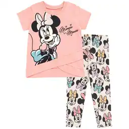 Walmart Disney Minnie Mouse Toddler Girls Crossover T-Shirt and Leggings Outfit Set Pink / White 3T offer