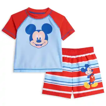 Walmart Disney Mickey Mouse Infant Baby Boys Rash Guard and Swim Trunks Outfit Set Infant to Toddler offer