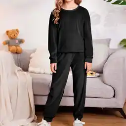 Walmart Kids Girls Solid Color Casual Kids Long Sleeve Tops+Pants Sets Black 4 Years offer