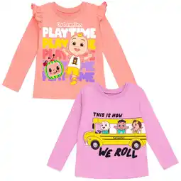 Walmart CoComelon JJ Cody Nina Infant Baby Girls 2 Pack Long Sleeve T-Shirts Pink / Purple 12 Months offer