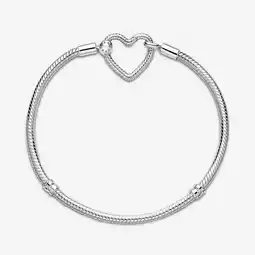 Walmart PANDORA Moments Heart Closure Snake Chain Bracelet Size 6.7 inch S925 Sterling Silver offer