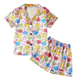 Walmart Pajamas for Boys Shorts Sleeve Multicolor Hearts Graphics Button Lapel 2PC PJs(Infant) offer