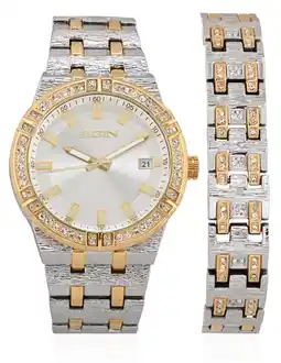 Walmart Elgin Adult Male Analog Watch and Bracelet Set Two-Tone Octagon Case (FG170013ST) offer