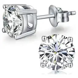 Walmart Paris Jewelry 18k White Gold 4ct Round White Sapphire Stud Earrings - Jewelry Gift for Women offer