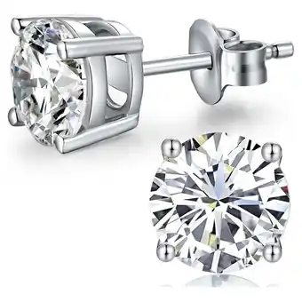 Walmart Paris Jewelry 18k White Gold 4ct Round White Sapphire Stud Earrings - Jewelry Gift for Women offer
