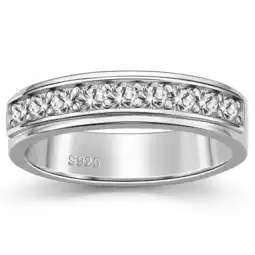 Walmart SFTING Men Wedding Band 925 Sterling Silver Rings for Men White Plated Round 5A Zirconia Size 9 offer