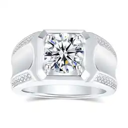 Walmart SFTING Mens Zirconias Wedding Bands 925 Sterling Silver 3CT Round Wedding Anniversary Ring Size 10 offer