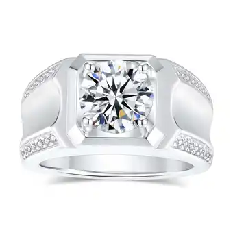 Walmart SFTING Mens Zirconias Wedding Bands 925 Sterling Silver 3CT Round Wedding Anniversary Ring Size 10 offer