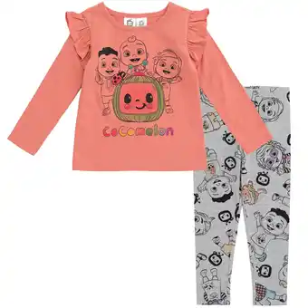 Walmart CoComelon JJ Cody Nina Toddler Girls T-Shirt and Leggings Outfit Set Orange / Gray 4T offer