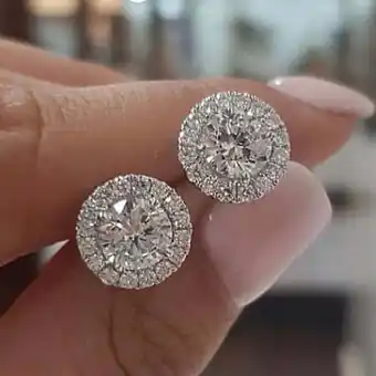 Walmart Halo Brilliant Cut Stud Earrings 18K White Gold Bride Wedding Engagement Jewelry Gifts offer