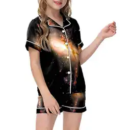 Walmart Girls Pajamas Sets Short Sleeve Galaxy Starry Print Loungewear & Short 2PC PJs(Toddler) offer
