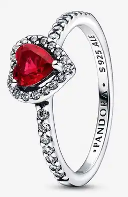 Walmart PANDORA Elevated Red Heart Ring, Created Red Gemstone, 925 Sterling Silver offer