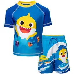 Walmart Baby Shark by Pinkfong Toddler Boys Short Sleeve Rash Guard Swim Set, 2-Piece, Size 2T offer