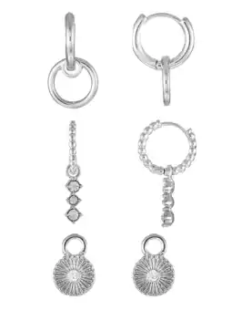 Walmart Time and Tru Interchangeable Silvertone Earring Charm Set, 5 Pairs offer