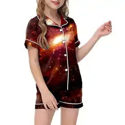 Walmart Boys Pajamas Set Short Sleeve Galaxy Starry Graphics Loungewear & Short 2PC PJs(Toddler) offer