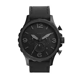 Walmart Fossil Men's Nate Chronograph Black Leather Watch (JR1354) offer