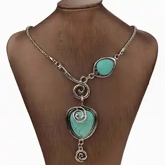 Walmart Lomubue 1 Pc Women Vintage Charm Heart Bib Collar Pendant Turquoise Necklace Jewelry Accessories offer