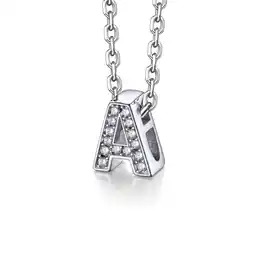 Walmart Silvora Women's Cubic Zirconia Initial Necklaces Sterling Silver Pendant Jewelry Gifts, Letter A offer