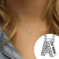 Walmart Silvora Women's Cubic Zirconia Initial Necklaces Sterling Silver Pendant Jewelry Gifts, Letter A offer