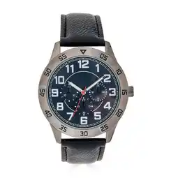 Walmart George 44mm Men's Gunmetal Tone Sport Bezel Easy Read Black Stitched Strap Watch offer