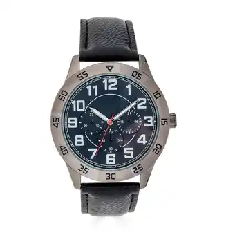 Walmart George 44mm Men's Gunmetal Tone Sport Bezel Easy Read Black Stitched Strap Watch offer
