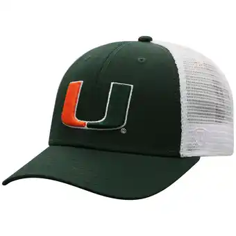 Walmart Men's Top of the World Green/White Miami Hurricanes Trucker Snapback Hat offer