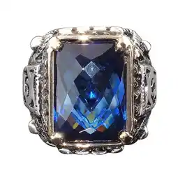 Walmart Opolski Luxury Square Cubic Zircon Men Finger Ring Party Banquet Jewelry Decor Gift offer