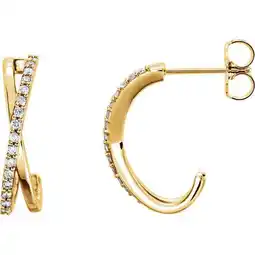 Walmart Pompeii3 .25CT 14K Yellow Gold Diamond Hoops Criss Cross Earrings 3/4 Tall (H,I1-I2) offer