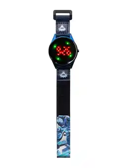 Walmart Wonder Nation Boys Round LED Dial Shark Print Velcro Kids Digital Watch, Blue offer