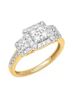 Walmart 1/2 Carat TW Lab-Grown Diamond 18k Yellow Gold-Plated Sterling Silver Women's Lux Engagement Ring offer