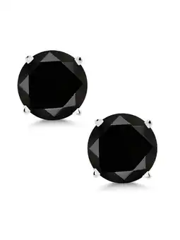 Walmart Gem Stone King 2.10 Ct Round Black AAA Diamond 14K White Gold Stud Earrings for Women Men offer