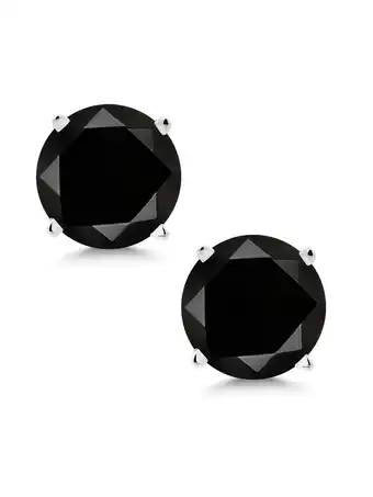 Walmart Gem Stone King 2.10 Ct Round Black AAA Diamond 14K White Gold Stud Earrings for Women Men offer