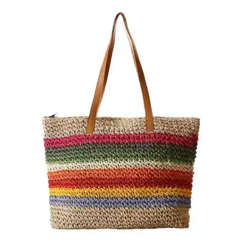 Walmart Straw Purses and Handbags for Women Tote Ladies Fashion Summer Shopping Shoulder beige offer