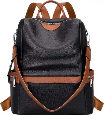 Walmart ALTOSY Women Real Leather Backpack Purse Elegant Ladies Shoulder Bag S80 Black/Brown offer