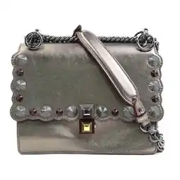 Walmart Pre-Owned FENDI Shoulder Bag Canai Leather Metallic Gray Gold Women's 8M0381-OZ8... (Good) offer