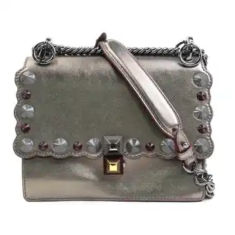 Walmart Pre-Owned FENDI Shoulder Bag Canai Leather Metallic Gray Gold Women's 8M0381-OZ8... (Good) offer