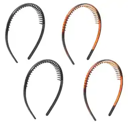 Walmart 4 Pack Plastic Headbands with Teeth Comb, Hair Accessories for Women, Brown & Black offer