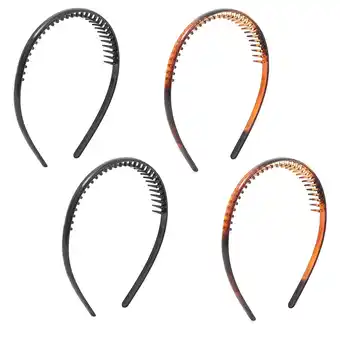 Walmart 4 Pack Plastic Headbands with Teeth Comb, Hair Accessories for Women, Brown & Black offer