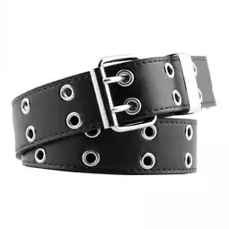 Walmart fenteer 4xWomen Belt Double Grommet Leather Jeans Waist Strap Black offer