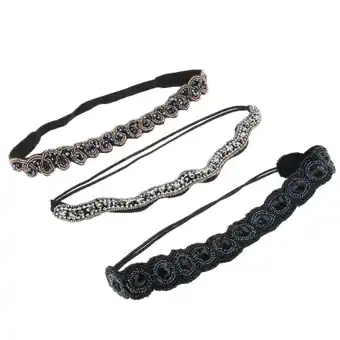 Walmart 3 PCS Rhinestone Beaded Headband, Fashion Handmade Jeweled Elastic Bands for Women Accessories offer